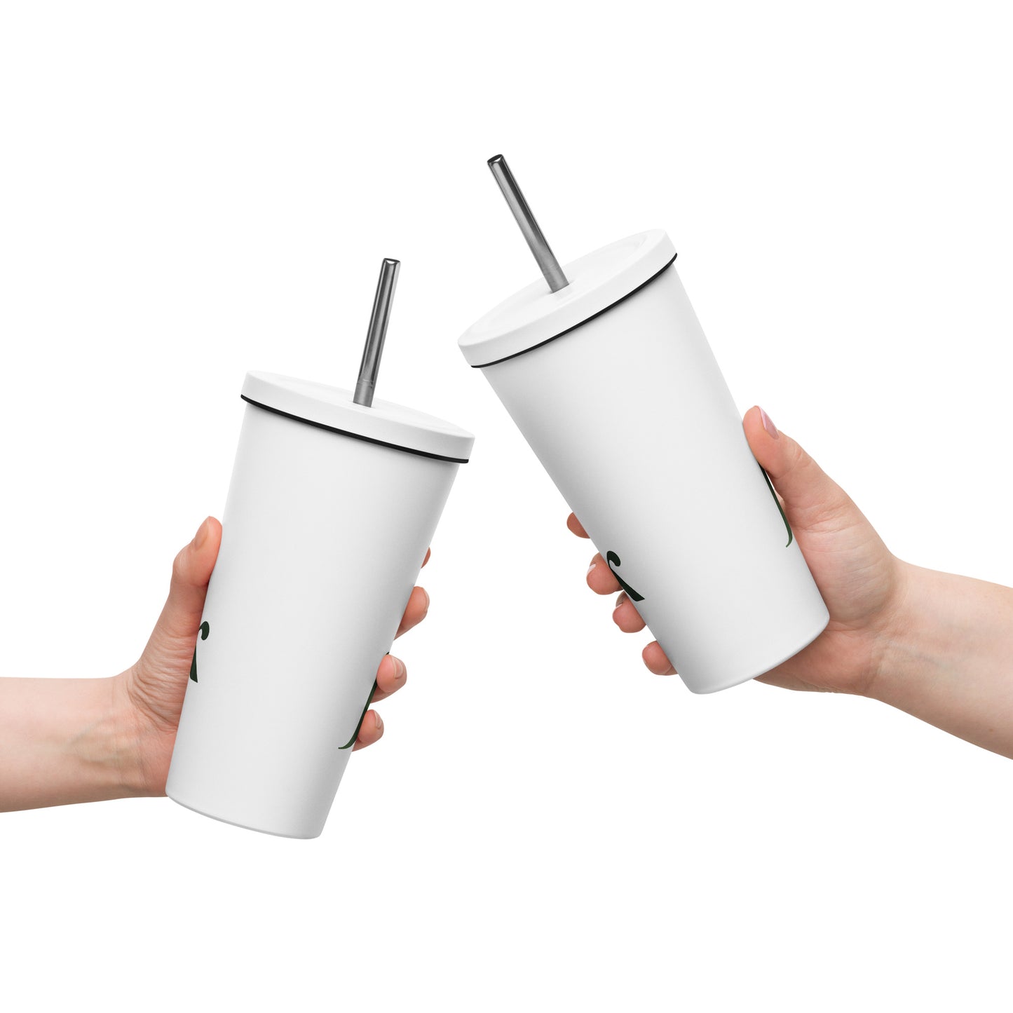 Insulated tumbler with a straw