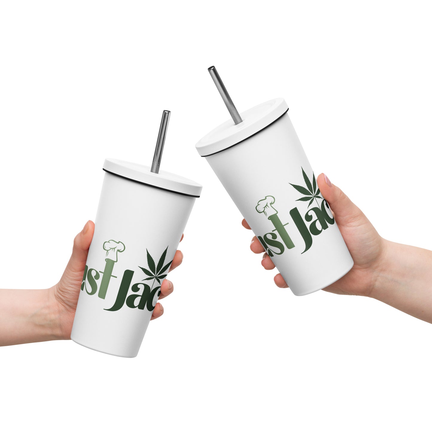 Insulated tumbler with a straw